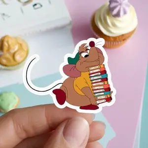 Book Lover Sticker, Adorable Mouse Carrying Books for Planners