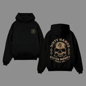Dirty Hands Clean Money Hoodie – Bold Skull Graphic Hoodie, Streetwear Fashion, Urban Punk Style, Edgy Men’s & Women’s Apparel