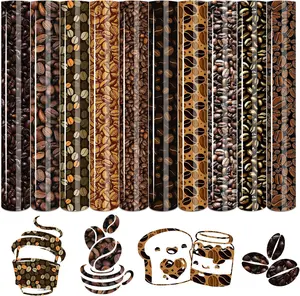 Brown Heat Transfer Vinyl Bundle - 10 Sheets 10x12 Inch Coffee Bean Iron on Vinyl Patterned HTV DIY T-Shirt Hats Clothing for Cricut or Cameo
