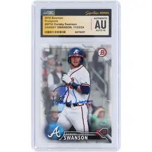 Dansby Swanson Atlanta Braves Autographed 2016 Bowman Prospects #BP50 CGC Fanatics Witnessed Authenticated Auto 10 Card - Fanatics Authentic Certified