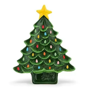 Mr. Christmas 14.25''Tree Platter with Dip Section- Green
