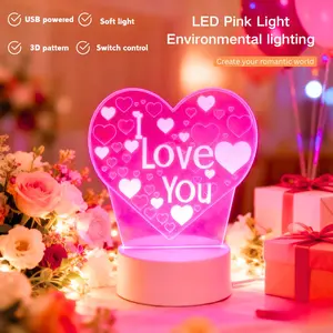 Romantic USB Powered 3D I Love You Heart Night Light Led Lamp, Lighting Effect, Perfect for Valentine's Day, Weddings, Home Decor