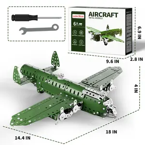 Gift selection for teenage boys, classic metal-feel bomber building block set, realistic military bomber DIY assembly toy compatible with standard mainstream building blocks, precise, high-complexity assembly structure, elegant, attractive collectible