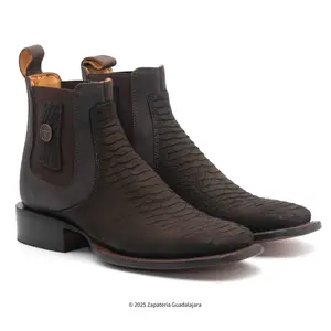 Brown Matte Python Print Nobuck Leather Boot-H429463