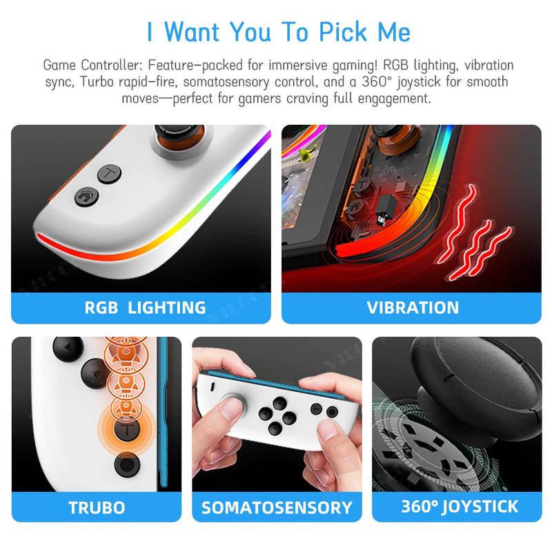 Magnetic RGB Joycons Game Controller for Switch 2 Joypad with Wrist Strap NS2 Gaming Joycon Lanyard Grip Switch Accessories