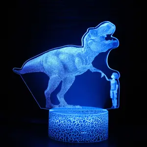 Acrylic carved 3D desk lamp, small night light, dinosaur shaped light, remote control LED visual stereoscopic night light a5