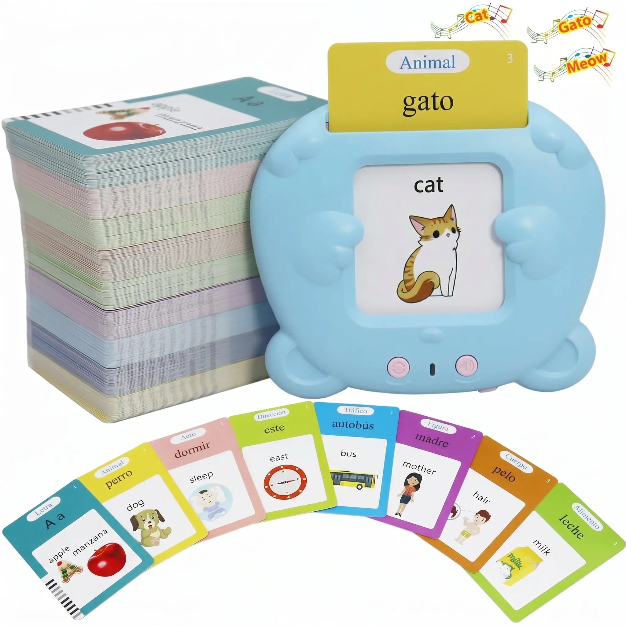 Talking Flashcards for Toddlers – Pocket-sized English vocabulary learning device; screen-free educational toy; suitable for language development, autism support, and sensory play for boys and girls aged 2–6; ideal for early education, preschool