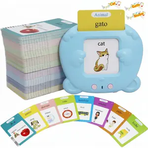 Bilingual Talking Flash Cards for Toddlers, English & Spanish Pocket Vocabulary Builder, Screen-Free Educational Learning Toy, Speech Therapy Autism Sensory Toys for Ages 2 3 4 5 6 Year Old Boys Girls, Early Education Kindergarten Birthday Gift happy