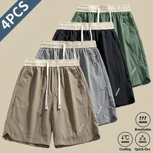 Fabric Menswear Classic Gym Streetwear Wrinkle-Free Summer Men Ice Silk Cooling Shorts, Soft Skin-Friendly Quick Dry Breathable Elastic Drawstring Loose Fit Perforated Workout Running Daily Leisure Outdoor Casual Sweat Shorts