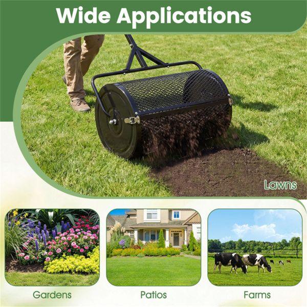 24" Lawn Topdressing Spreader with 0.75"*0.5" Mesh, Compost Spreader for Soil Sand Fertilizer Black