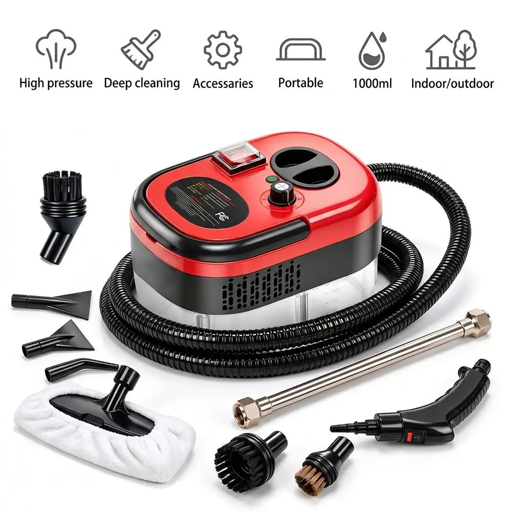 【Summerfinds】2500W 3-Bar High-Pressure Multi-Surface Steam Cleaner 105°C Portable Handheld Steamer for Kitchen Bathroom Tile Grout and Car Detailing