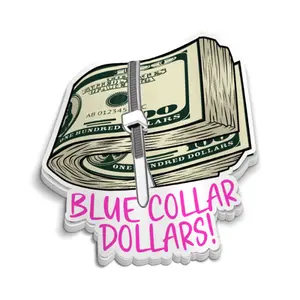 Blue Collar Dollars Sticker - Hard Hat Sticker for Women - Funny Sarcastic Stickers, Cooler, Toolbox, Meme Stickers, Laptop, Decal