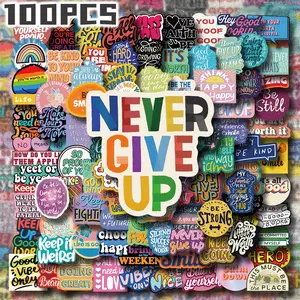100PCS American Inspirational Quotes Aesthetic Stickers Pack, Motivational Short Phrase Typography Vinyl Stickers for Laptop Water Bottle Phone Case Skateboard Journal Scrapbook DIY Decoration