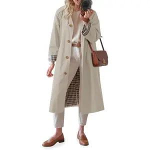 Women's Long Trench Coat Single Breasted Oversized Windproof Overcoat Fashion Outerwear solid pocket zip Elegant Double Breasted Trench Coat Flannel Plaid Lapel Shacket button Open Front Sherpa Coat Casual Crop