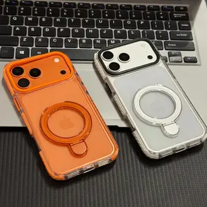 【Bold Color-Blocking Aesthetic】Magnetic Kickstand Two-Tone Phone CaseFeaturing A Built-In Rotatable Ring Stand Delivering Hands-Free Convenience And Eye-Catching Style Suitable for Apple 17 16 15 14 13 12