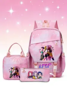 Kpop Demon Hunter Girl Backpack Set, 3pcs Student Bag with Lunch Bag and Pencil Case, Anime Cartoon Travel Laptop Backpack