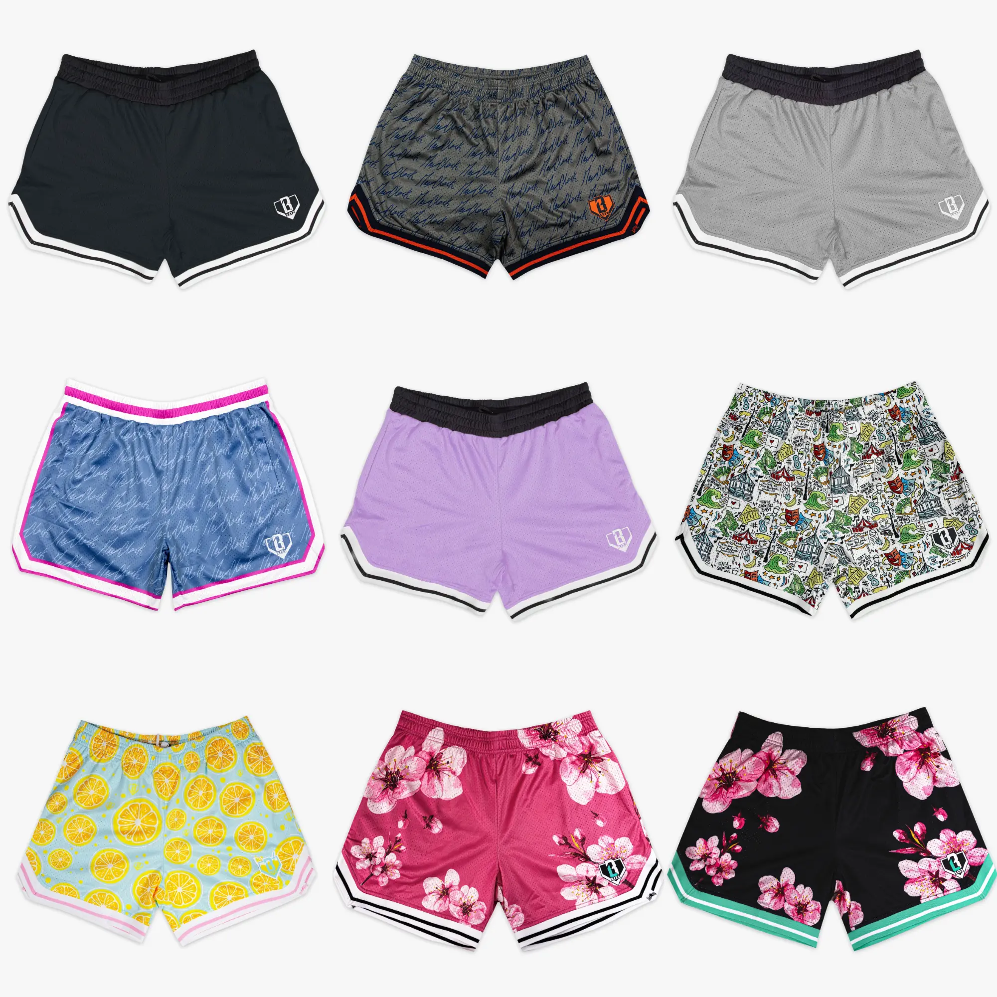 [ Back to school sale - Baseball 101 Mesh Short ] Men's Mesh Athletic Basketball Shorts - Breathable Retro Gym Shorts with Striped Trim, Cursive Script, Floral & Fruit Graphic Prints