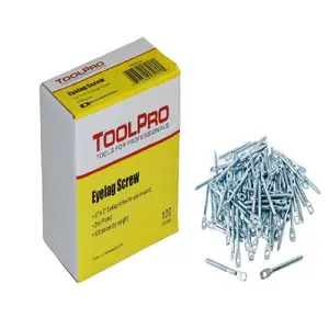 ToolPro 100 Pack 3 Inch Eye Lag Screws Zinc Plated Carbon Steel for Hanger Wire Ceiling Joists Secure Installation with TP05031 TP05032 TP05035 Drivers