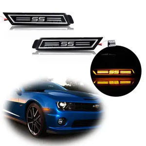 2pcs For 2010 2011 2012 2013 2014 2015 Chevy Camaro SS style Front Reflector Amber LED Side Marker lamps Lights,Replace OEM 2246244, 92246245, GM2551197 and GM2550197