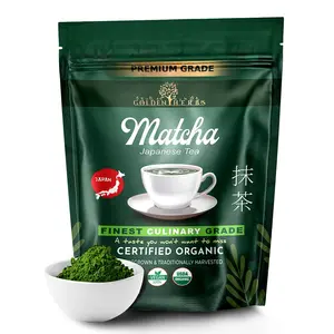 Golden Herbs USDA Organic Japanese Culinary Matcha Green Tea Powder - Premium Grade Stone-Ground Freshness for Lattes Baking & Smoothies - 1.79 oz (50g) - Beverage