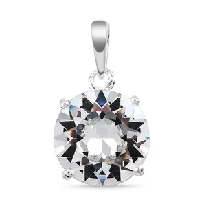 White Crystal  925 Sterling Silver Solitaire Pendant for Women Jewelry Birthday Christmas Gifts for Women Ct 3.68