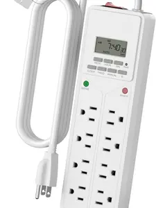 BN-LINK 8 Outlet Surge Protector with 7-Day Digital Timer (4 Outlets Timed, 4 Outlets Always On) - White