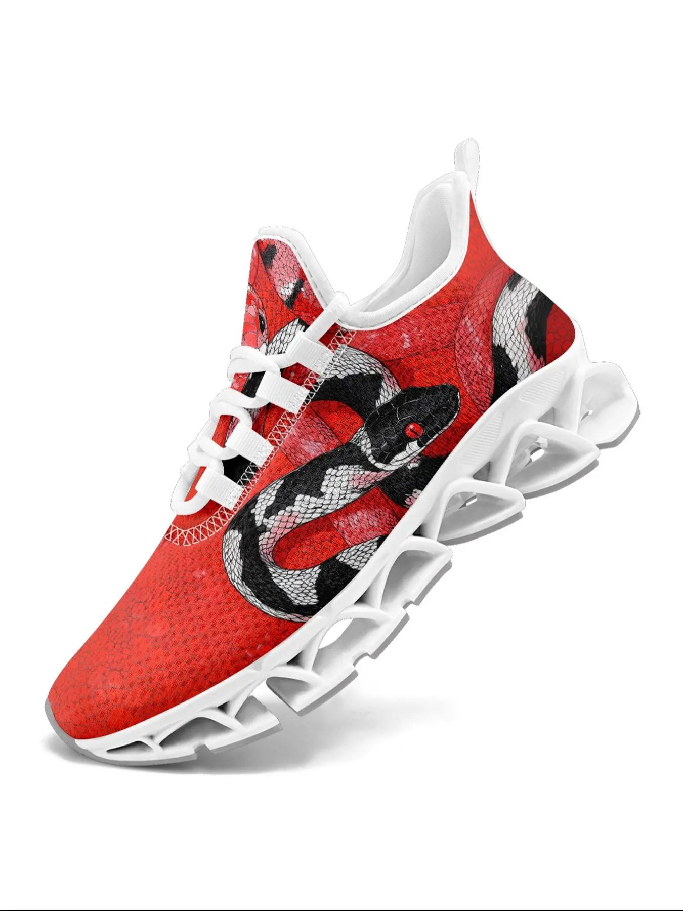 Men's Fashionable Snake Print Lace Up Sneakers, Casual Comfortable Breathable Sports Running Shoes, Male All-match Round Toe Shoes for Daily Wear, Closed