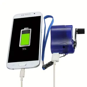 Hand Crank Power Bank - Portable Emergency Power Supply, Essential Blue for Outdoor Camping and Hiking, Essential for Camping and Hiking Equipment, High-quality Materials, Mobile Power Supply, Specially Designed for Outdoor Enthusiasts and Explorers