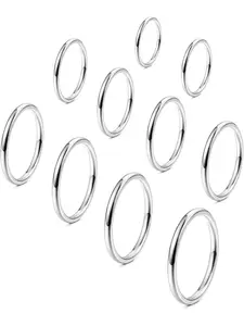 10PCS Women's 1MM Stainless Steel Plain Band Knuckle Stacking Rings Fashion Thin Midi Rings Comfort Fit Size 2-11