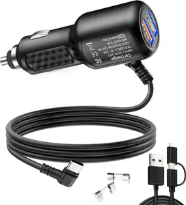Dash Cam Charger USB C,Type C Dash Cam Power Cord,Dual USB Fast Charger, Compatible with  FN Series,Vantrue N and NS Series, Mirror cam,,Pelsee and GPS Navigator(.FT)