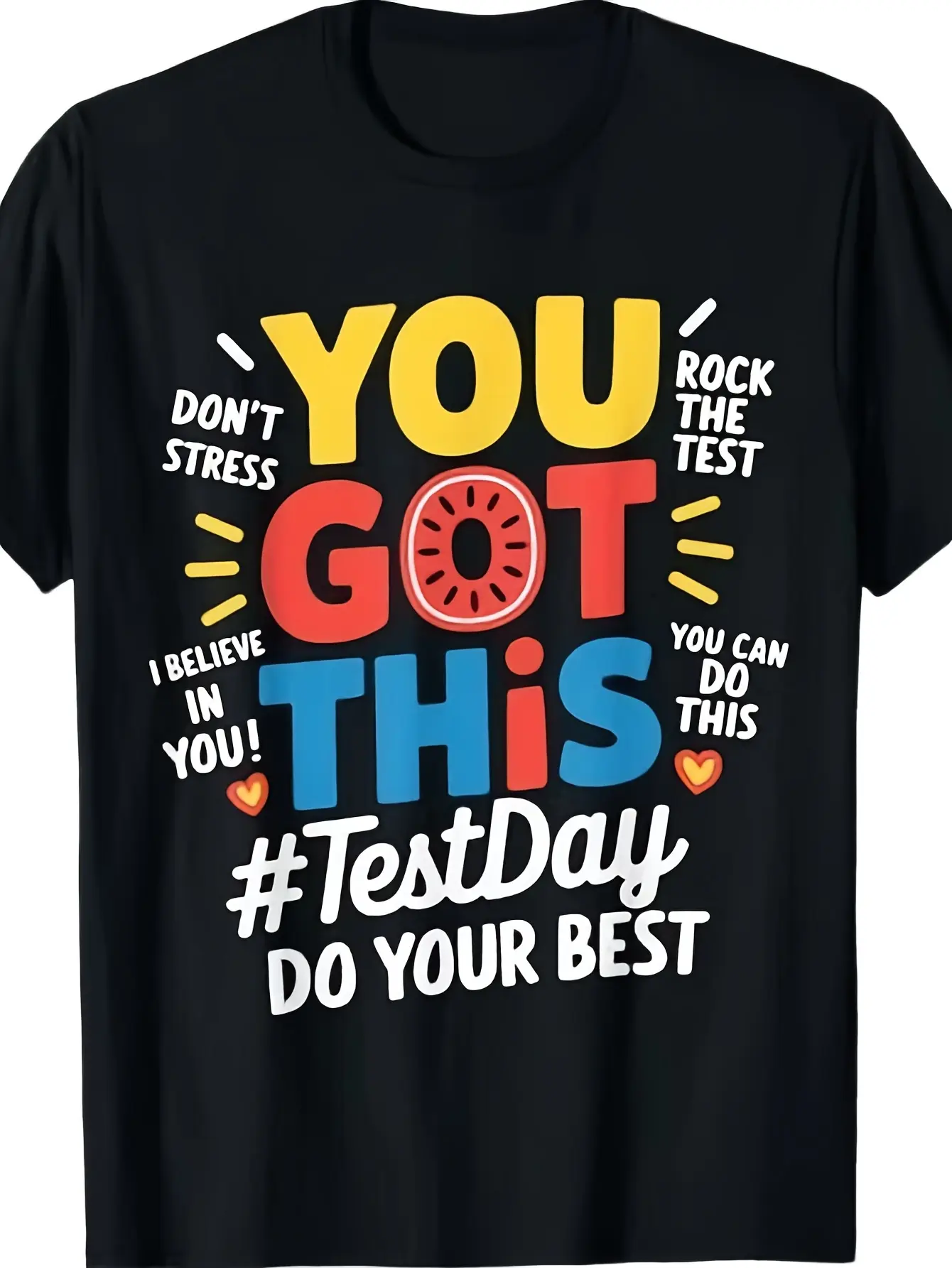 Rock The Test Testing Day Teacher Motivational You Got This T-Shirt Same Style for Men and Women 2026 Summer Short sleeved Printed T-shirt 180G