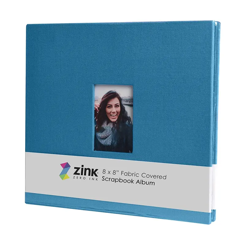 Zink Cloth Covered Scrapbook Album, 8" x 8” Large Photo Album Scrapbook with Front Picture Window