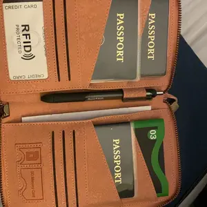 New RFID Blocking Passport Holder, Holds Multiple Passports, Travel Document Organizer, Skin-Friendly Zipper Wallet, Detachable Wrist Strap, Passport Cover, Travel Essentials