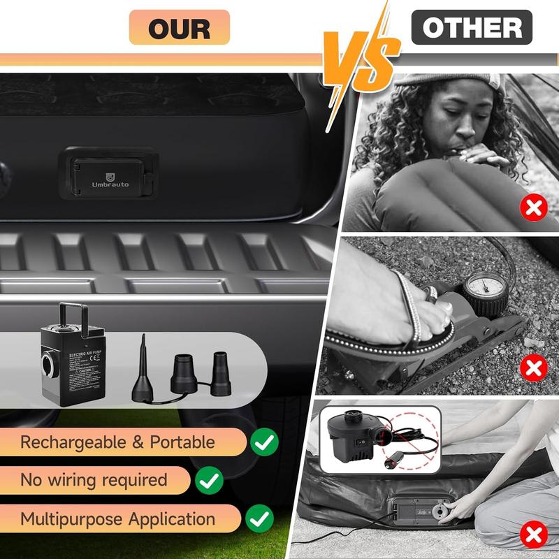 Umbrauto Built-in Pump Air Mattress for 5.5-5.8ft Short Tuck Bed, Full-Size Pickup Inflatable Airbed Custom Fit for Ford F150, Chevy Silverado, GMC Sierra, Dodge Ram, Toyota Tundra, Nissan Titan