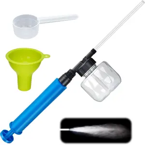 19" Powder Duster Sprayer with Push-Pull Air Pump for Diatomaceous Earth,Stainless Steel Rod, Transparent Tank, Manual Powder Applicator for Indoor and Outdoor Use (Blue 250ml(1Set))