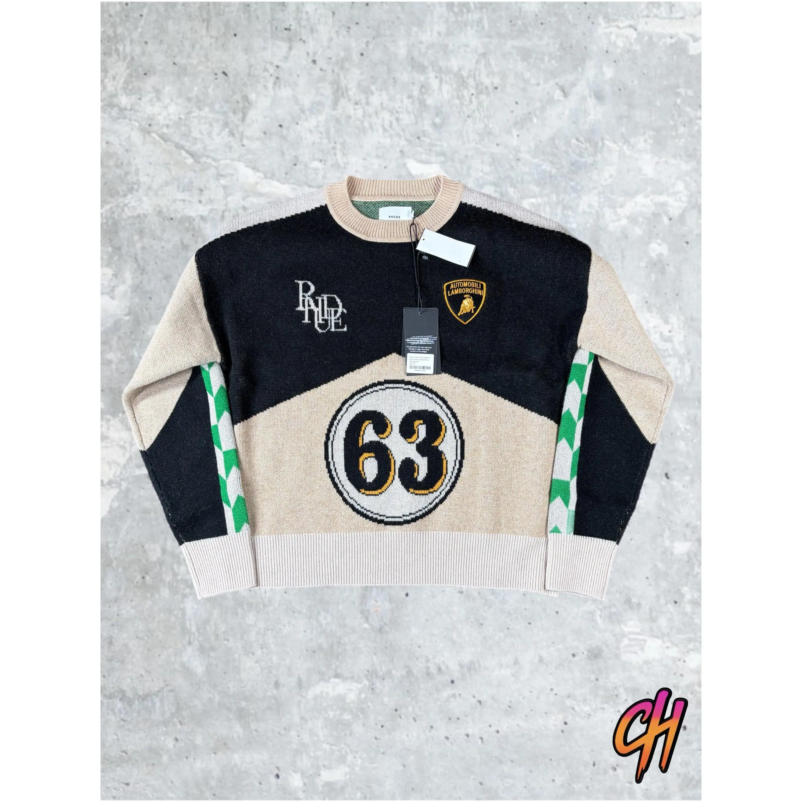 Men's RHUDE X Lamborghini Authentic Knitted Crewneck Sweater SM MSRP: $2,360
