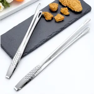 Stainless Steel Long BBQ Tongs, Barbecue Utensils with Non-Slip Heat Resistant Head, Extended Safe Grip for Grilling Steak, Burgers, Baking, Camping & Outdoor Cooking Must-Have Tool.