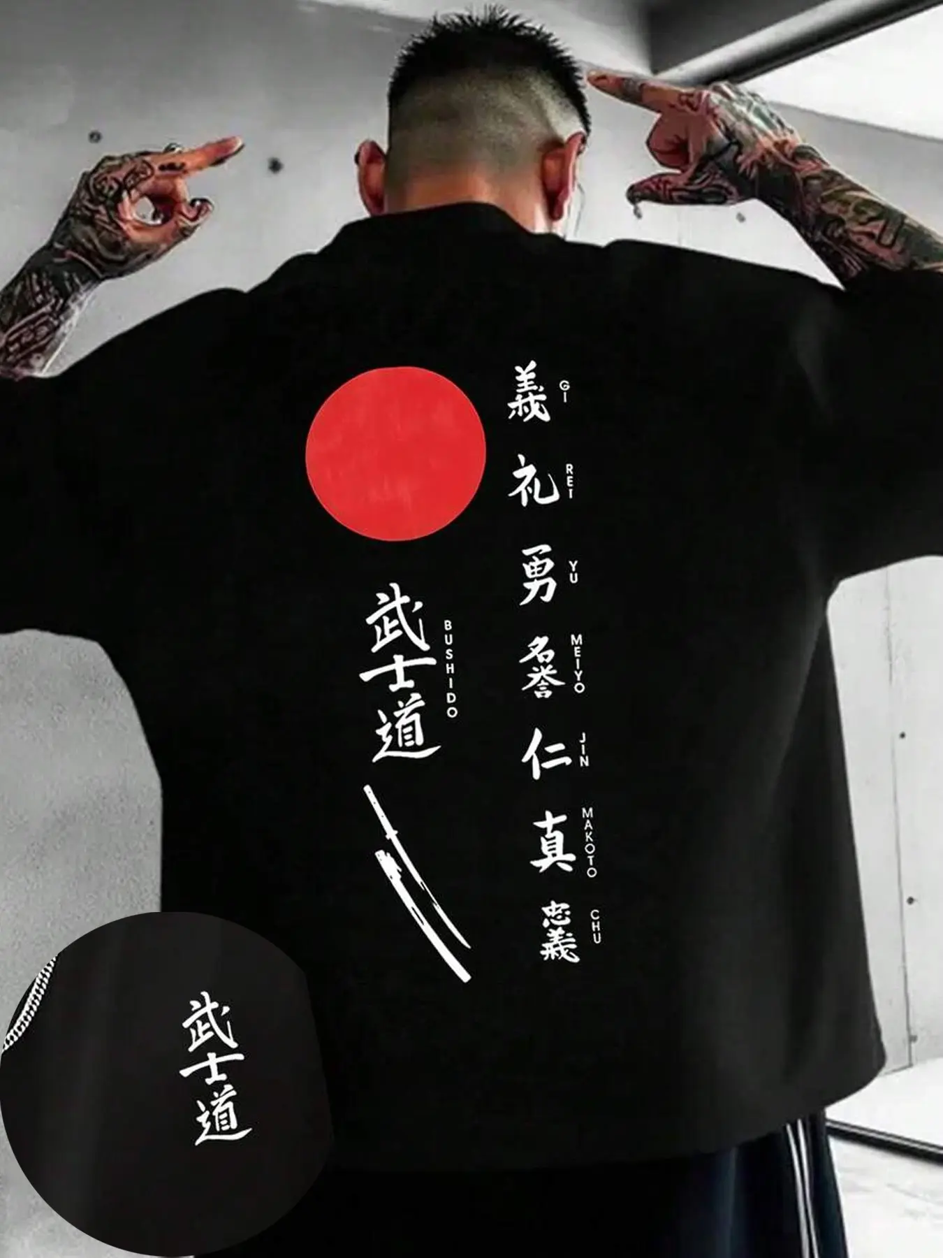 Men's Samurai Print T-Shirt, Casual Style Graphic, Casual Loose-Fitting Short Sleeve, Comfortable Outdoor Travel Party Streetwear, All Seasons