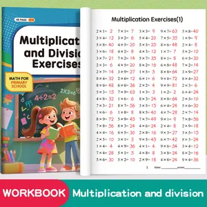 A workbook, Math learning book, designed for children to practice math problems, focusing on the nine-nine multiplication in multiplication and division. Handwritten math book enhances computational skills and promotes critical thinking
