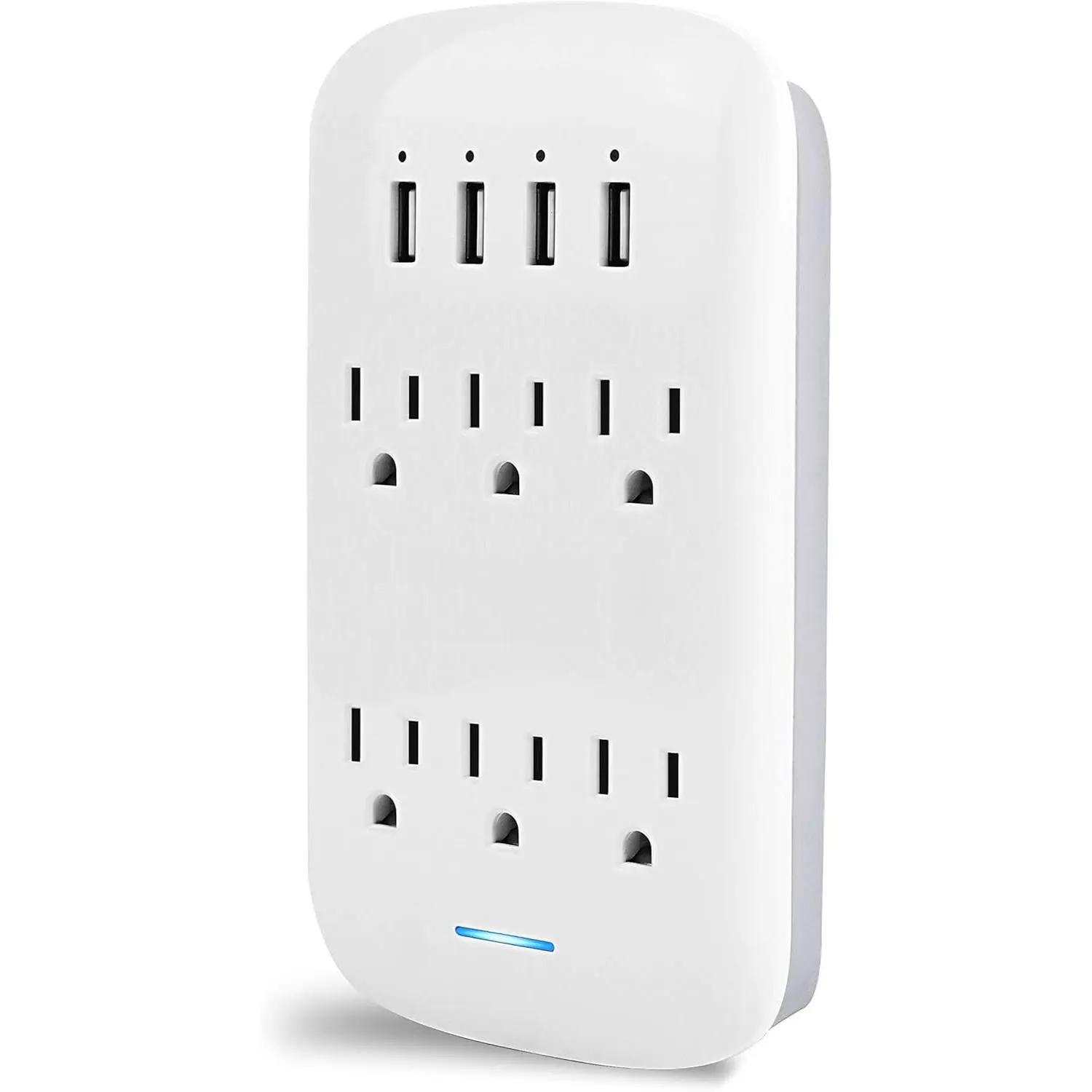 6 Outlet Extender with 4 USB  Ports(4.2A Total),Wall Mount Outlet Plugs 900 Joules Wall Surge Protector and Top Phone Holder,ETL Listed,White.