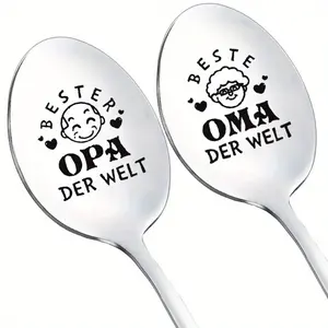Mirror Polished Stainless Steel Spoon, Long Handle Engraved Coffee Spoon, Tea Spoon, Personalized Gift for Couples, Anniversary Wedding Birthday