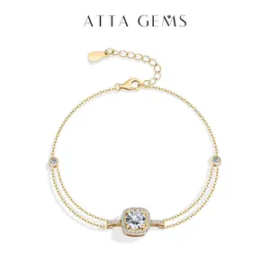 ATTAGEMS Fashion Design 1CT D Color VVS1 Party Jewelry Bracelet Lab-Created Moissanite Engagement Wedding Hypoallergenic Gift  B065