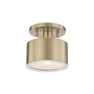 Nora Semi-Flush Ceiling Light With Aged Brass Finish And Clear Glass Diffuser - Modern Elegance