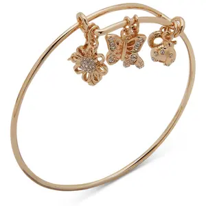 Gold-Tone Pavé Springtime Charm Bangle Bracelet