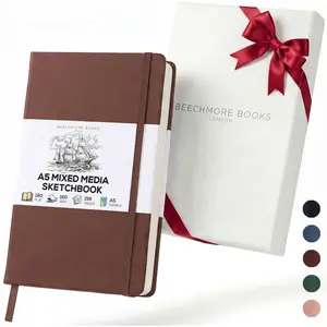A5 Mixed Media Sketchbook - 5.8x8.3 Hardcover Lay-Flat Art Journal, 160 GSM / 98 lb Professional Perforated Paper, Gift Box, for Drawing, Ink and Light Watercolor