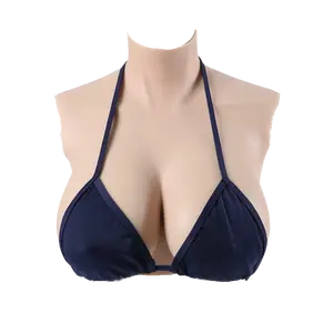 Realistic Silicone Breastplate fake breast,Silk Cotton or Gel Filled, Curved Hem,Soft Silicone Breast Forms,for Crossdresser,Cosplay,Realistic Collarbone Design C-G Cup