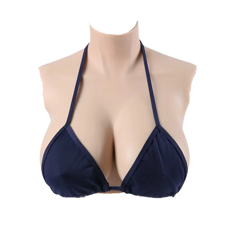 Women's Realistic Silicone Breastplate Bra Accessory - Faux Nipple Bra Inserts & Padding, Silk Cotton or Gel Filled, Curved Hem, Soft Forms, Curved Collarbone Design, C-G Cup for Crossdressers, No Pad Option