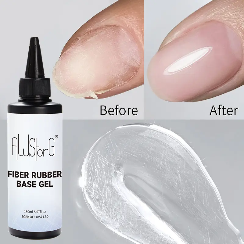 AWStorG Fiberglass Builder Gel, Strengthening & Repair Formula for Nail Extensions, Hypoallergenic UV/LED Soak-Off Rubber Gel, 150ml, Natural Look, Manicure Use, Bottle, Youth, Single Item, Resin-Based
