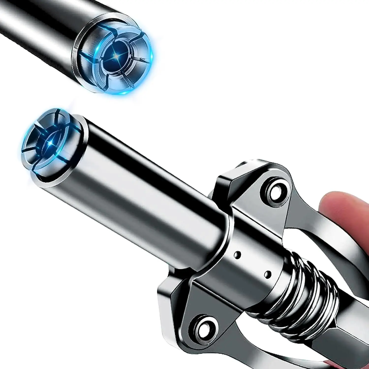 Grease Gun Coupler Grease Gun Tips,Quick Lock Double Handles Grease Gun Tip with 6 Thickened Claws,Rated 12,000PSI,Compatible with All Grease Guns,Suitable for Automobiles Ships Farm Machinery Etc.