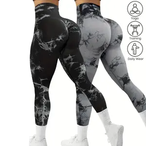 Womens Workout Leggings Yoga Pants Lady Tight Peach Lifting Tie Dyed High Waisted Seamless Tie Dye Yoga Fitness Trousers